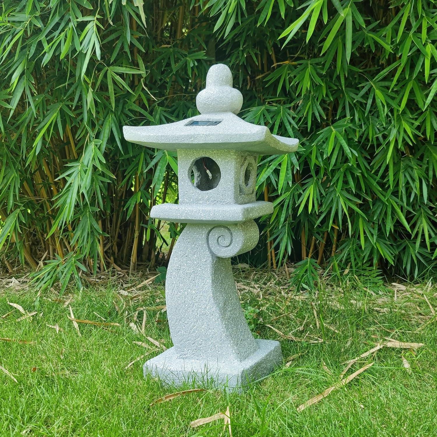Linterna Pagoda Zen Solar ZOEJADE 71 cm Jardín Decorativa