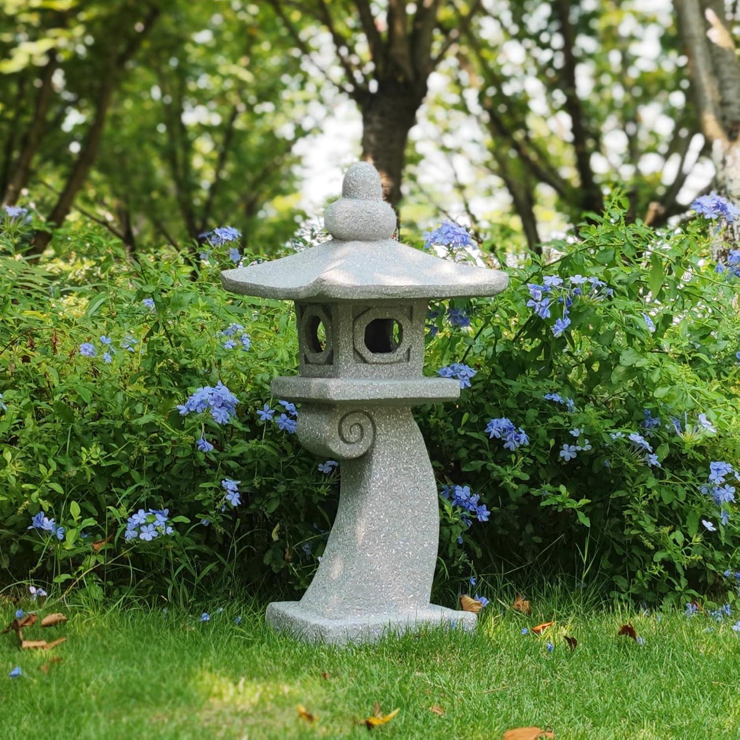 Linterna Pagoda Zen Solar ZOEJADE 71 cm Jardín Decorativa