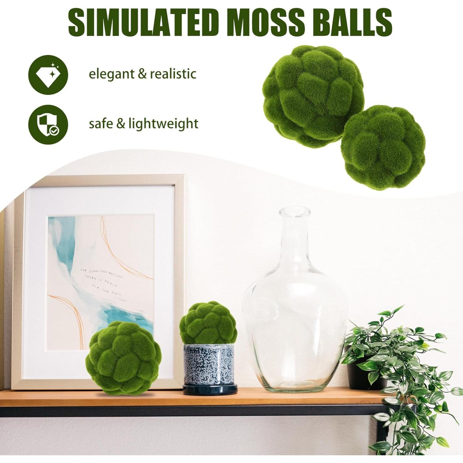 Bolas de Musgo Verde Cabilock 8 Piezas 12cm Decorativas