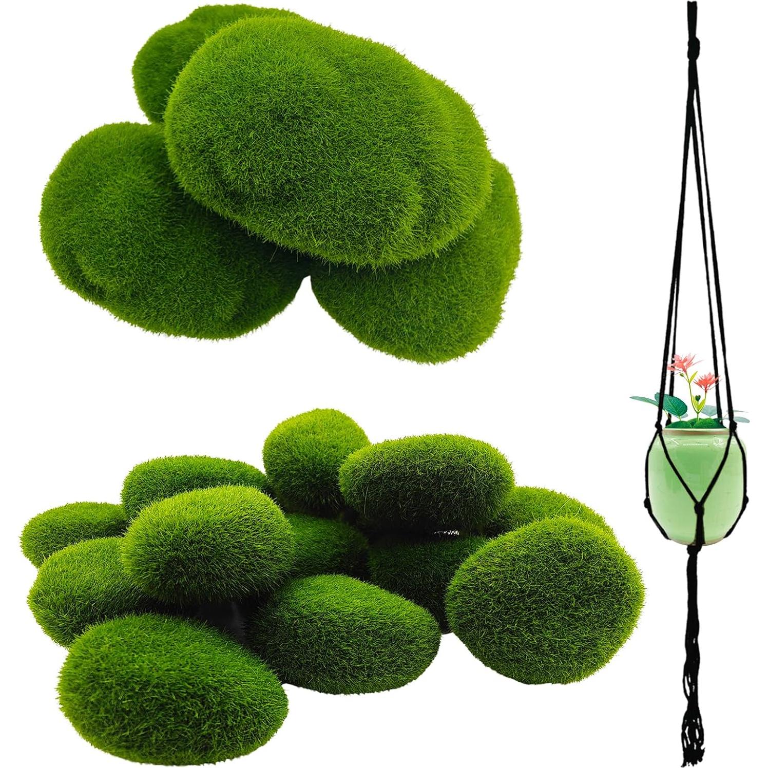 Rocas de Musgo Artificial AncBace 20 Piezas Decoración Verde