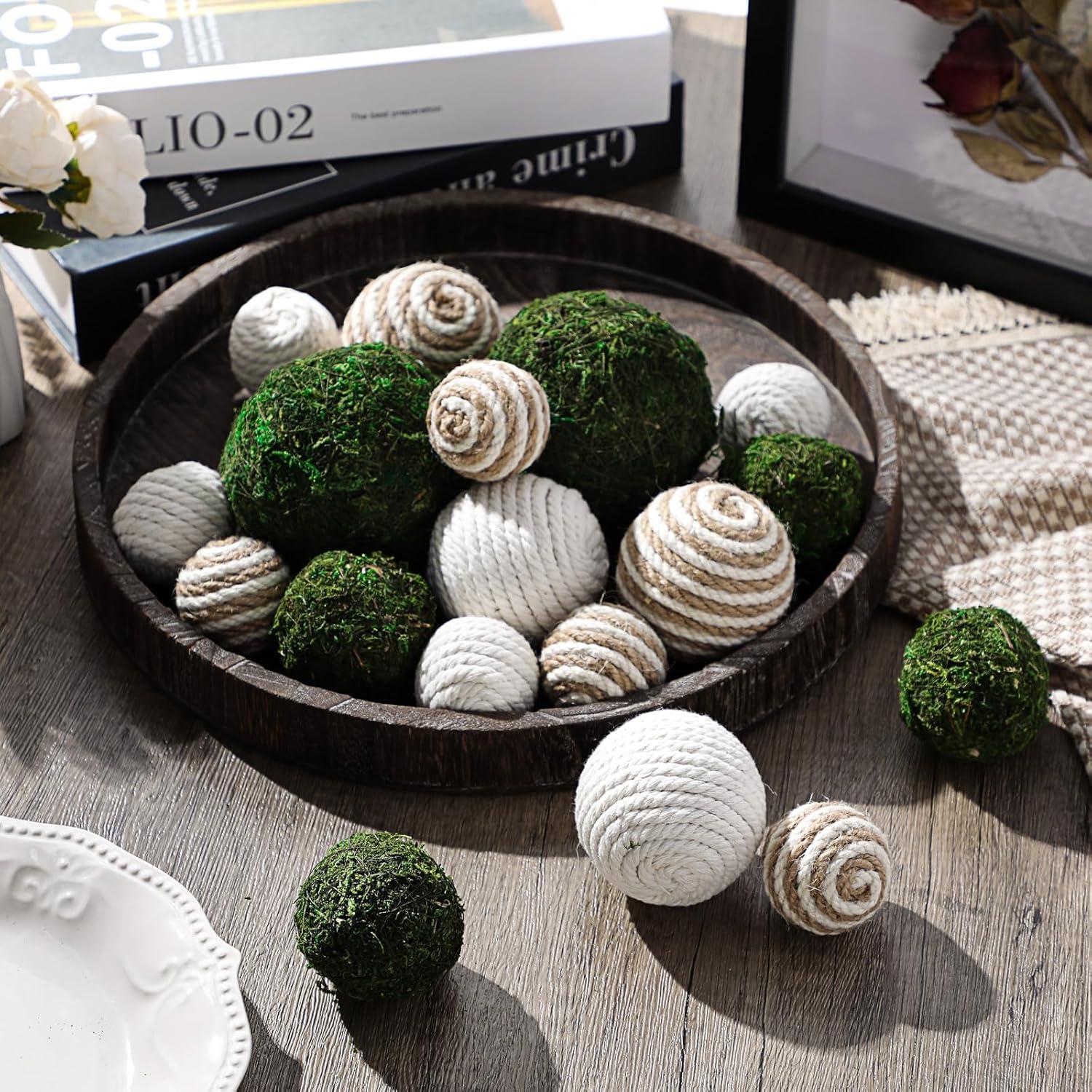 Jetec 18 Piezas Bolas Decorativas de Musgo y Mimbre 4-8.5 cm