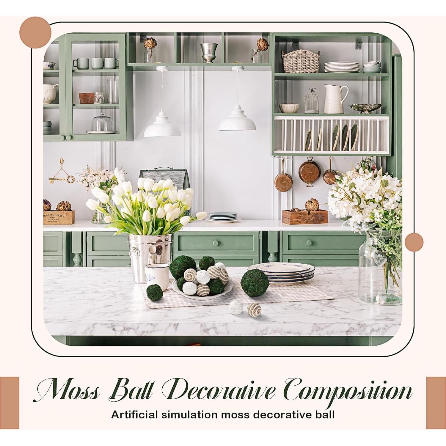 Jetec 18 Piezas Bolas Decorativas de Musgo y Mimbre 4-8.5 cm