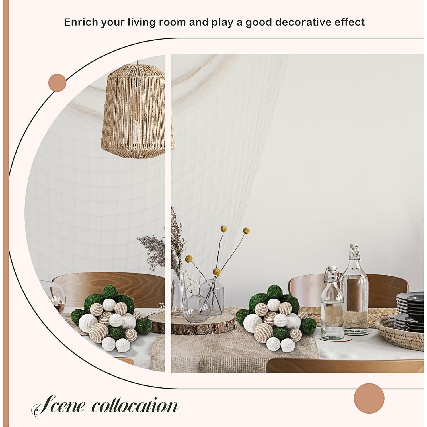 Jetec 18 Piezas Bolas Decorativas de Musgo y Mimbre 4-8.5 cm