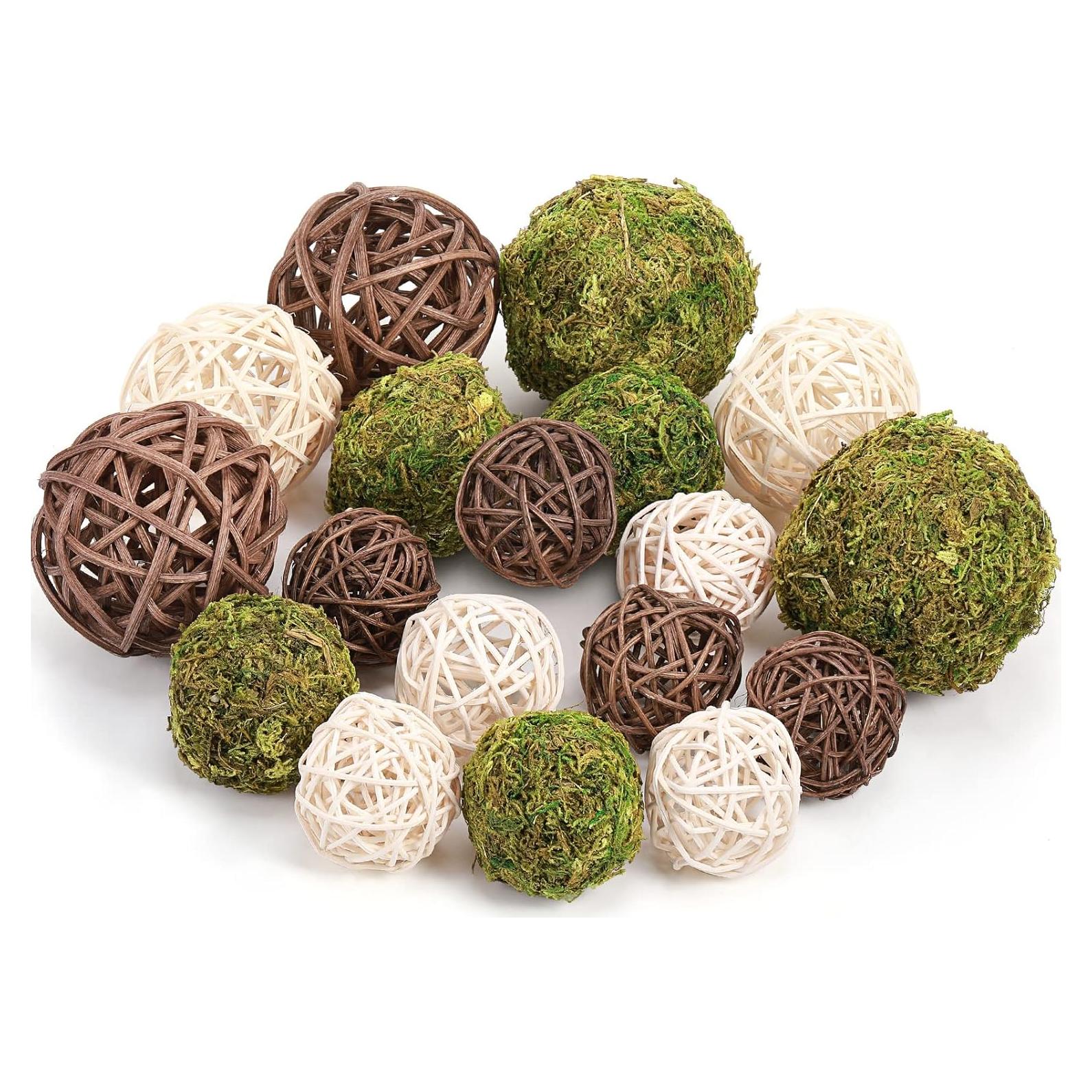 Jetec 18 Pcs Bolas Decorativas de Musgo y Mimbre para Mesa