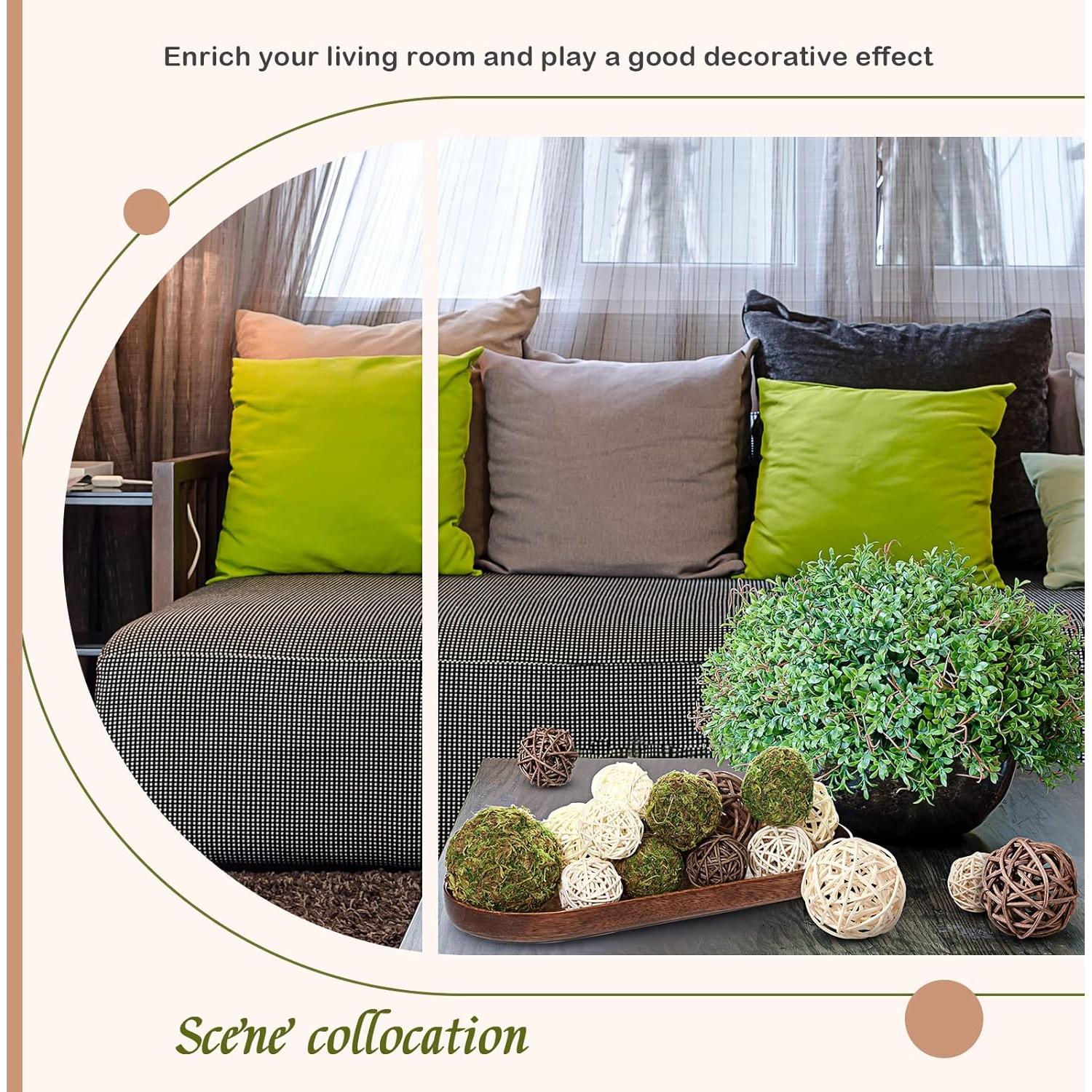 Jetec 18 Pcs Bolas Decorativas de Musgo y Mimbre para Mesa