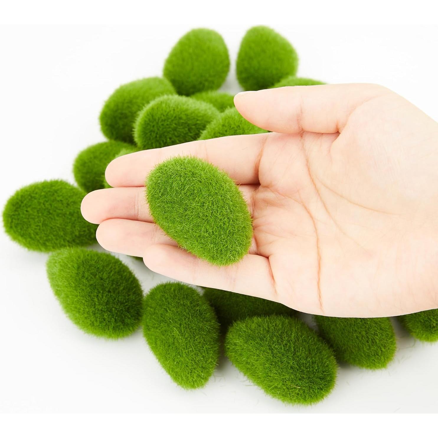 Fensong 30 Piezas de Rocas de Musgo Artificial Verde 4.5 cm
