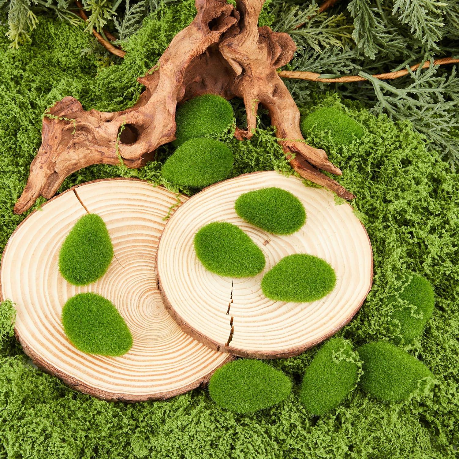 Fensong 30 Piezas de Rocas de Musgo Artificial Verde 4.5 cm