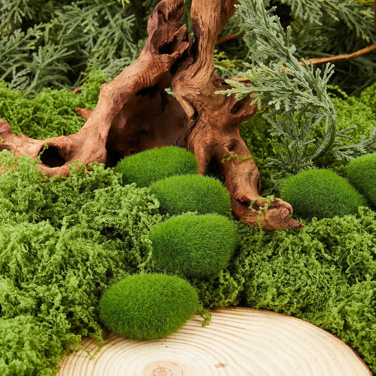 Fensong 30 Piezas de Rocas de Musgo Artificial Verde 4.5 cm