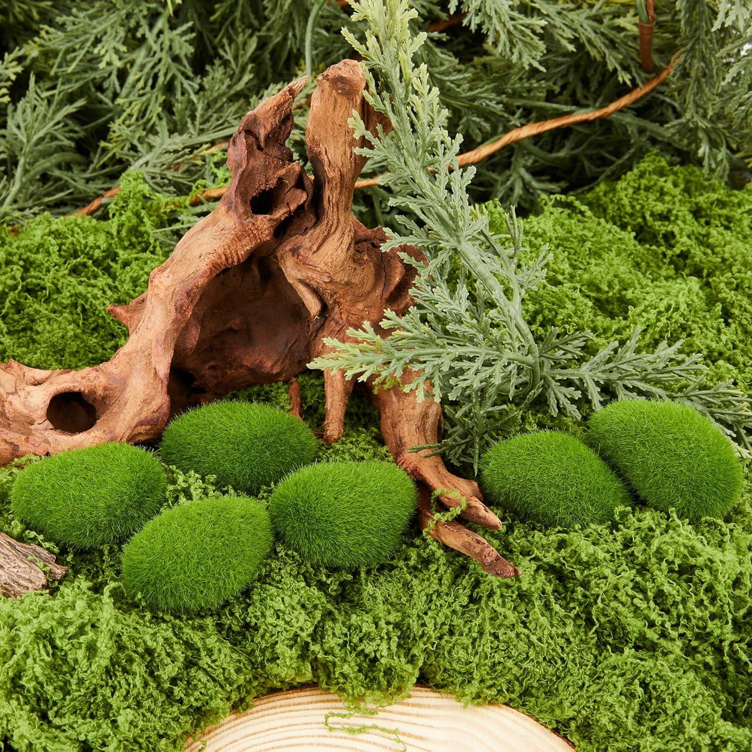 Fensong 30 Piezas de Rocas de Musgo Artificial Verde 4.5 cm