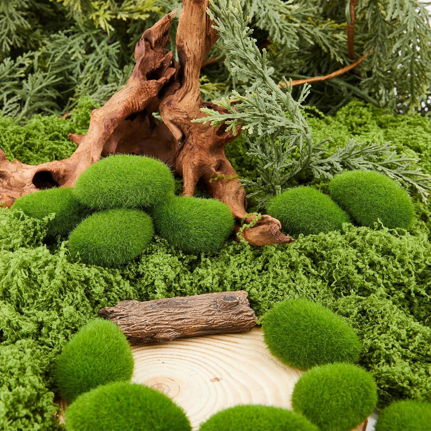 Fensong 30 Piezas de Rocas de Musgo Artificial Verde 4.5 cm