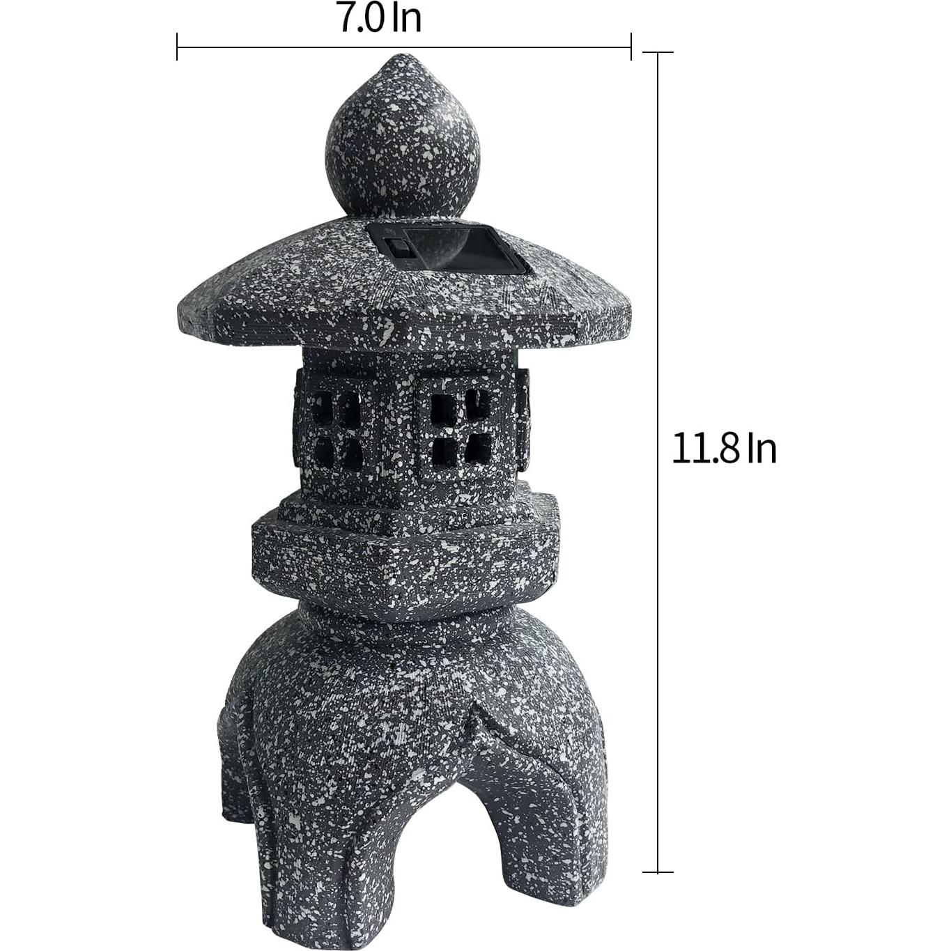 Estatua de Jardín Pagoda LED Solar OUSHUAI 30 cm Resina