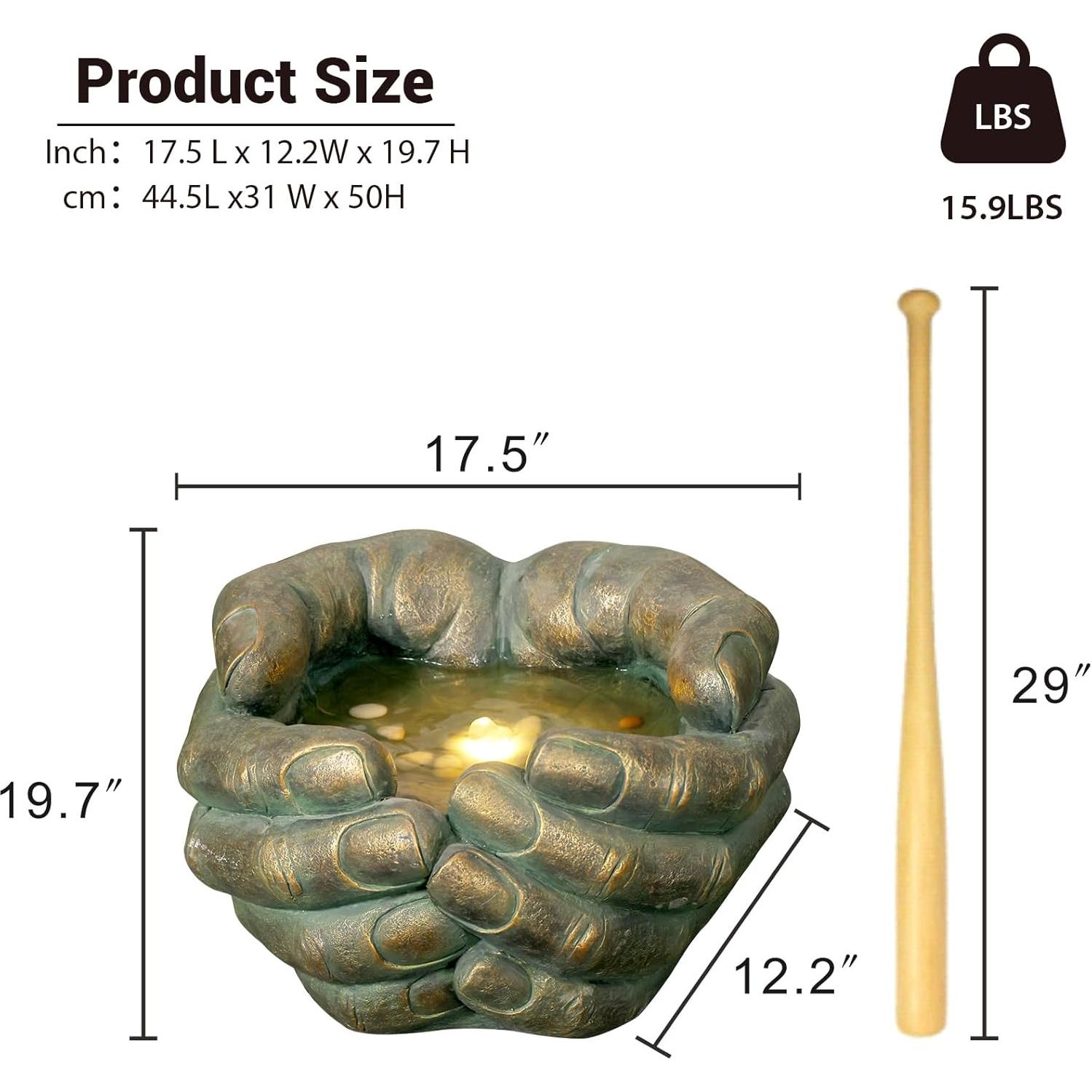 Fuente de Agua Zen Bumilgar Mano de Buda con LED 50 cm