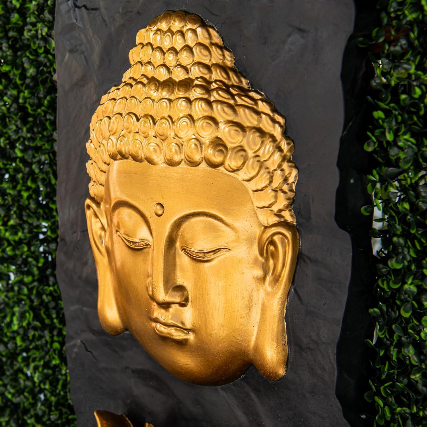 Fuente de Agua de Jardín XBrand 76 cm Resina Dorada con LED