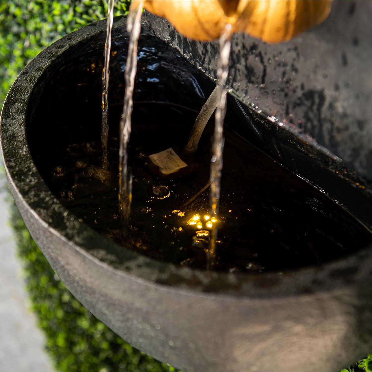 Fuente de Agua de Jardín XBrand 76 cm Resina Dorada con LED