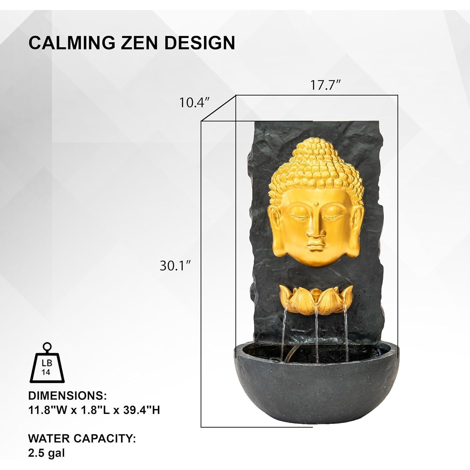 Fuente de Agua de Jardín XBrand 76 cm Resina Dorada con LED