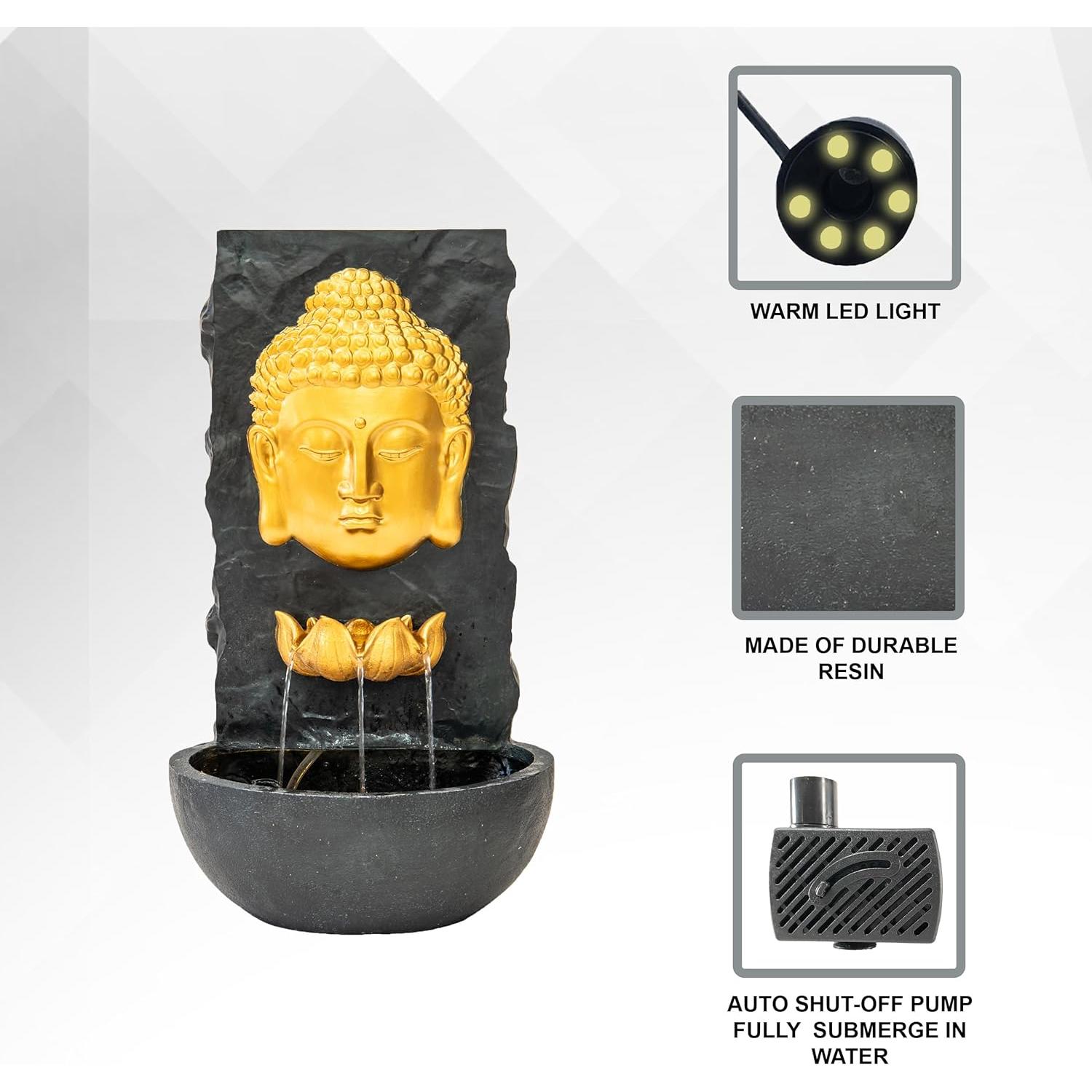 Fuente de Agua de Jardín XBrand 76 cm Resina Dorada con LED