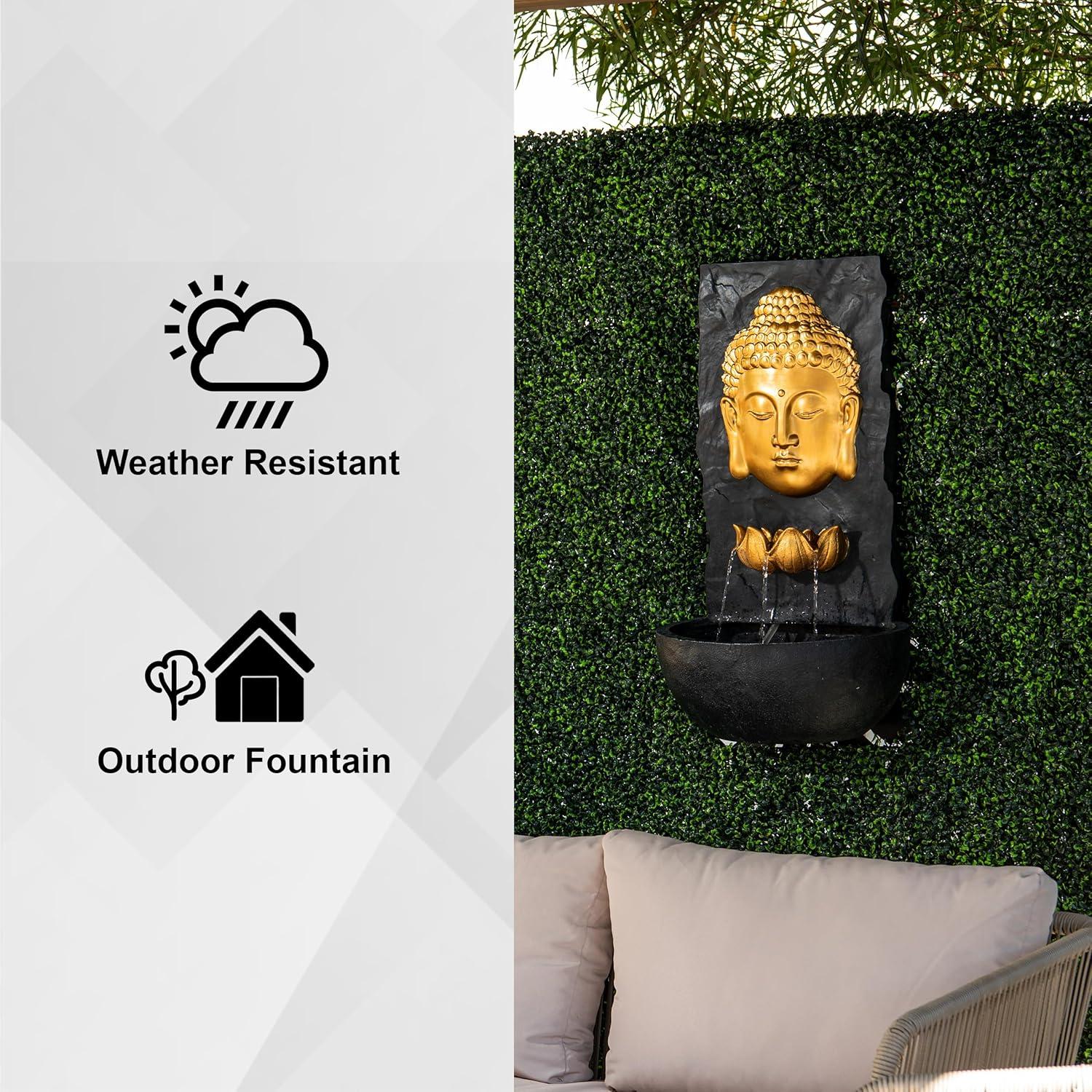 Fuente de Agua de Jardín XBrand 76 cm Resina Dorada con LED