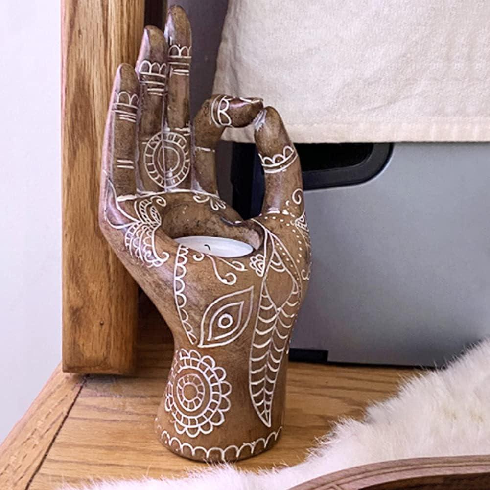 Soporte de Vela Buda Faddare en Resina Ecológica Bronce 17cm