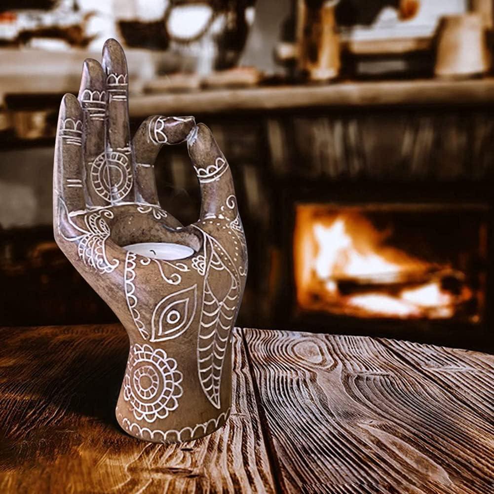 Soporte de Vela Buda Faddare en Resina Ecológica Bronce 17cm