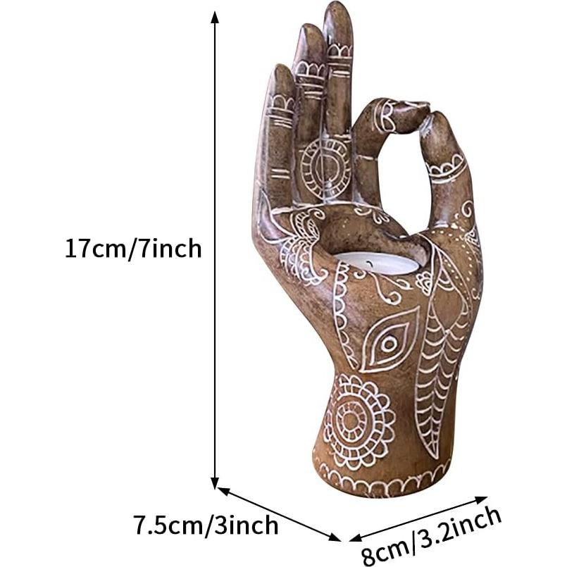 Soporte de Vela Buda Faddare en Resina Ecológica Bronce 17cm