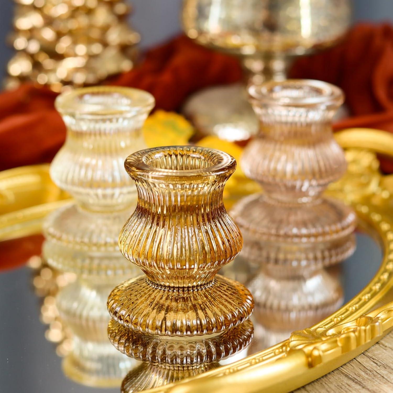 Soportes de Candelabro de Vidrio WDHODEC 12PCS Coloridos