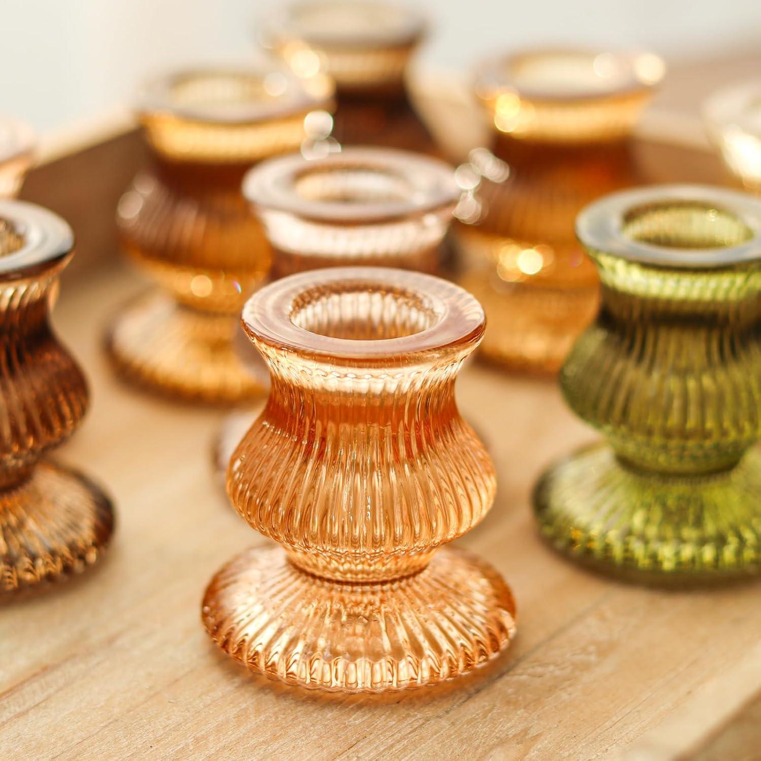 Soportes de Candelabro de Vidrio WDHODEC 12PCS Coloridos