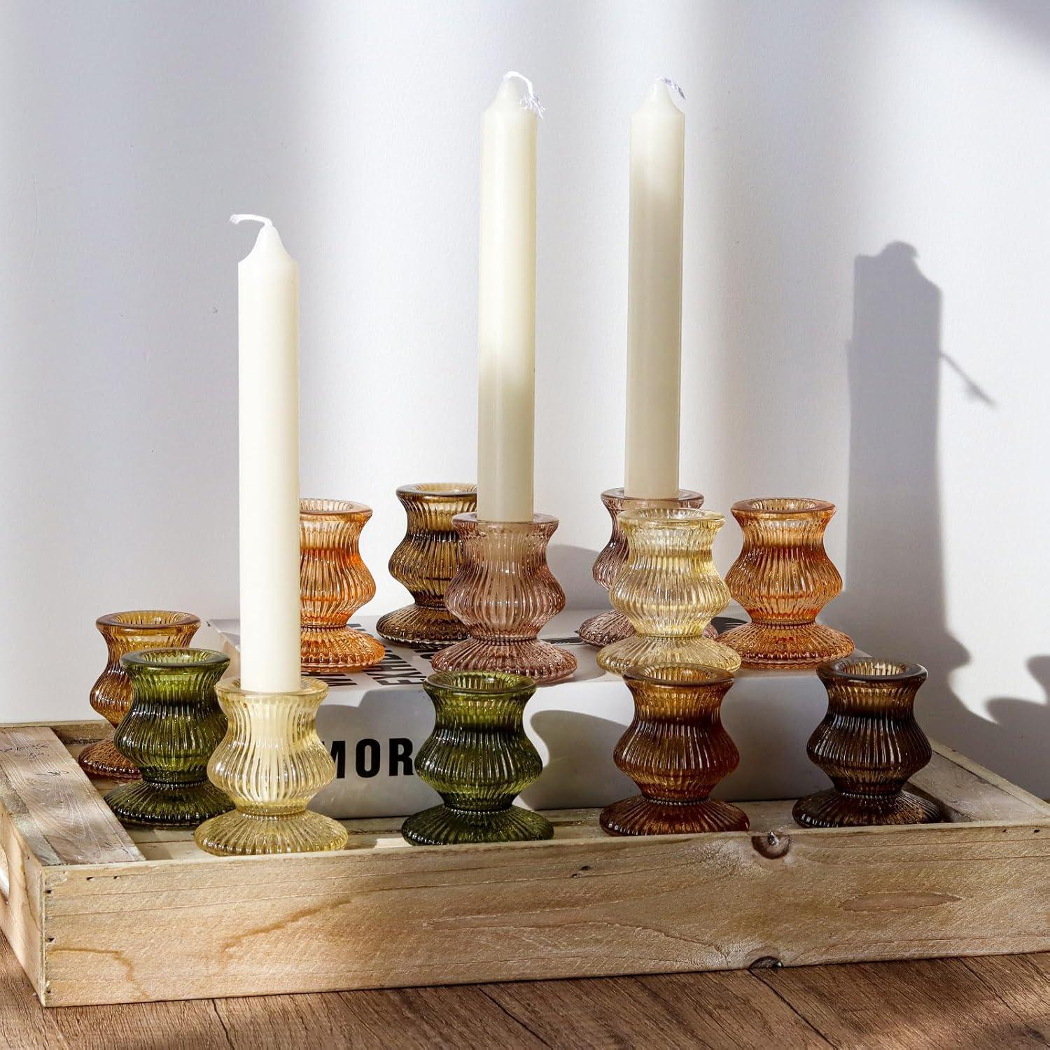 Soportes de Candelabro de Vidrio WDHODEC 12PCS Coloridos