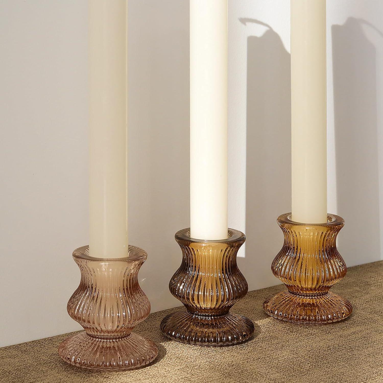 Soportes de Candelabro de Vidrio WDHODEC 12PCS Coloridos