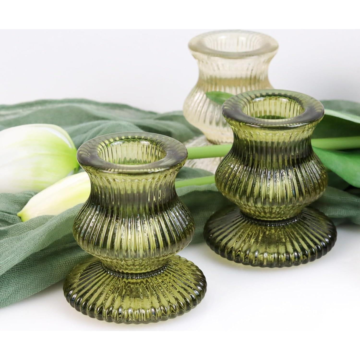 Soportes de Candelabro de Vidrio WDHODEC 12PCS Coloridos