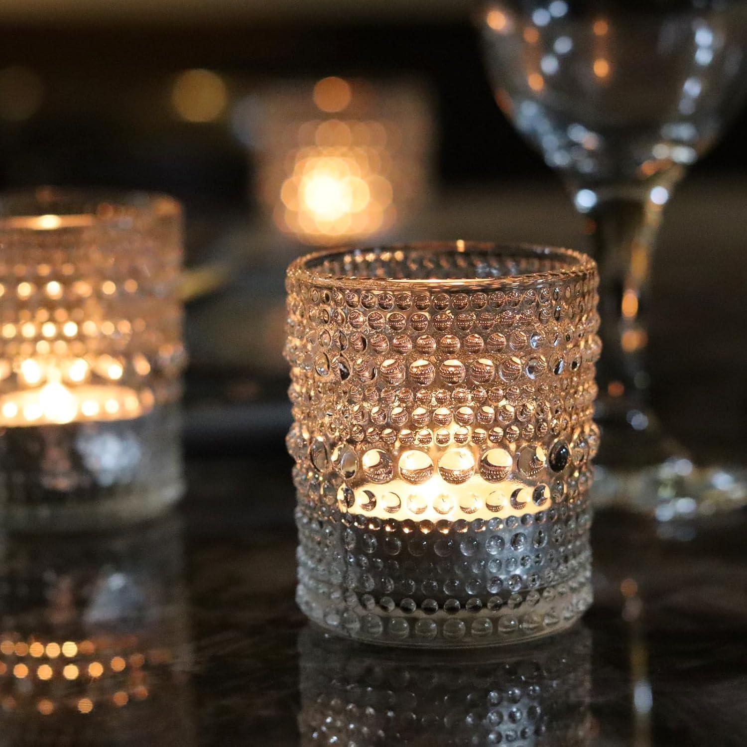 Juego de 12 Soportes de Velas de Vidrio Transparente WDHODEC