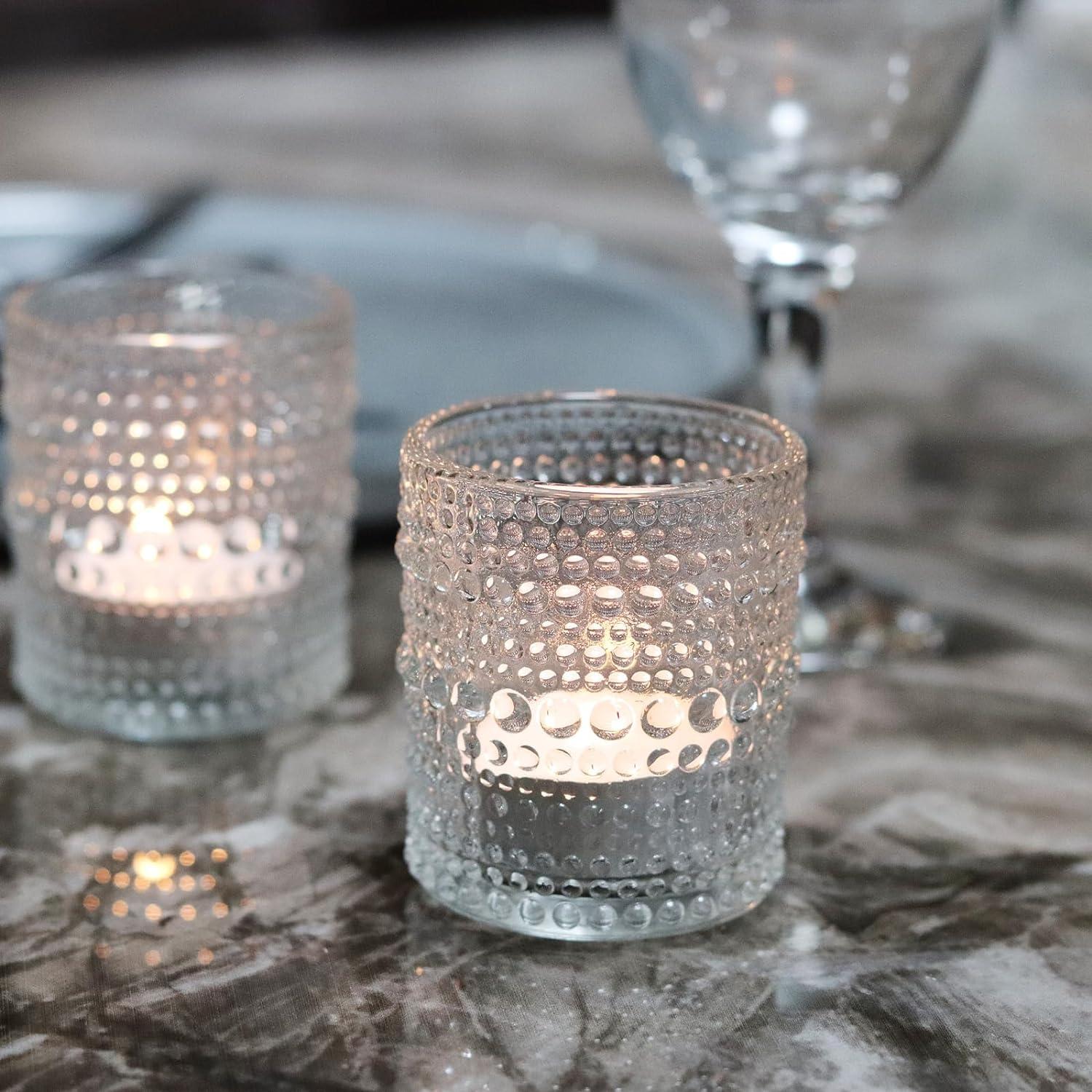 Juego de 12 Soportes de Velas de Vidrio Transparente WDHODEC