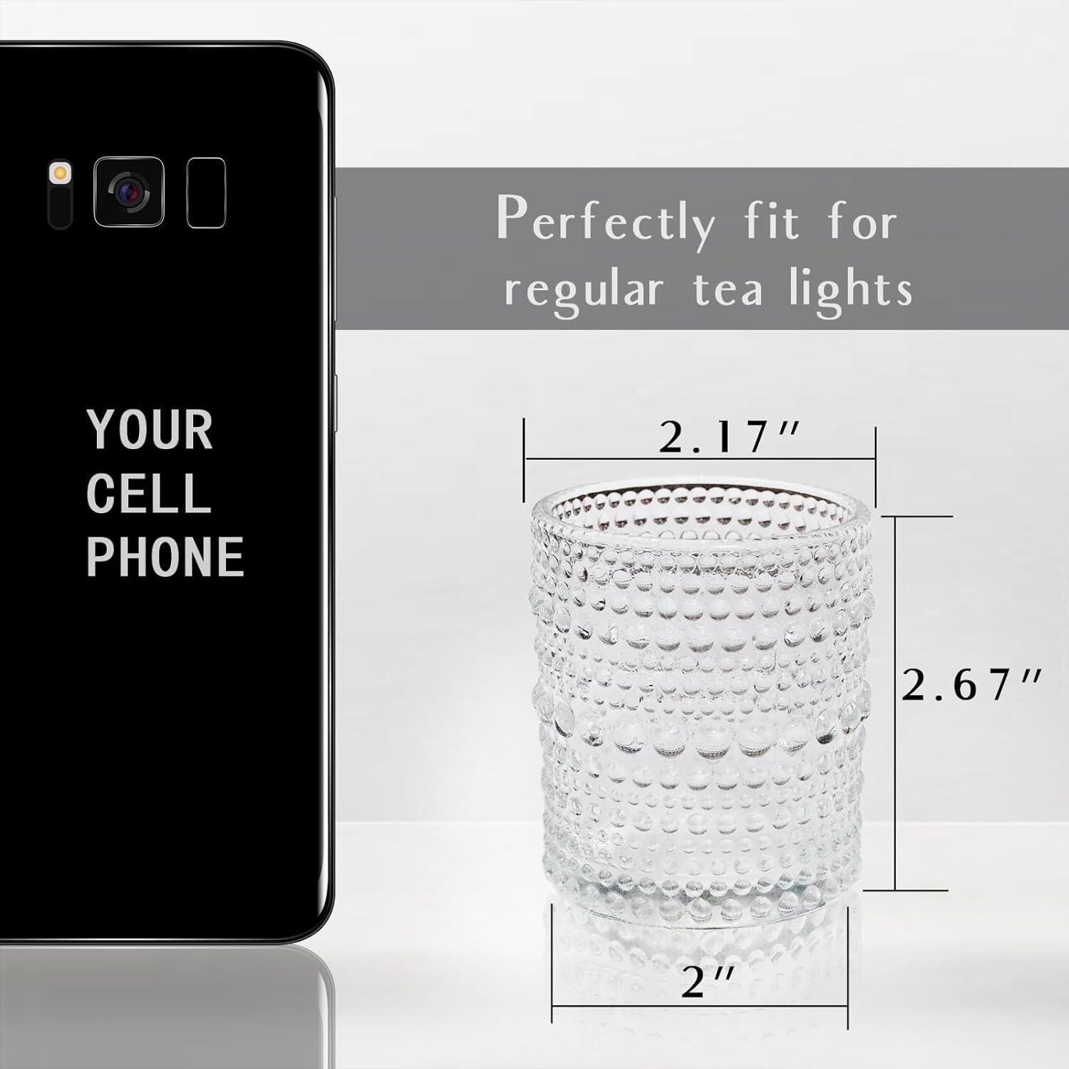 Juego de 12 Soportes de Velas de Vidrio Transparente WDHODEC