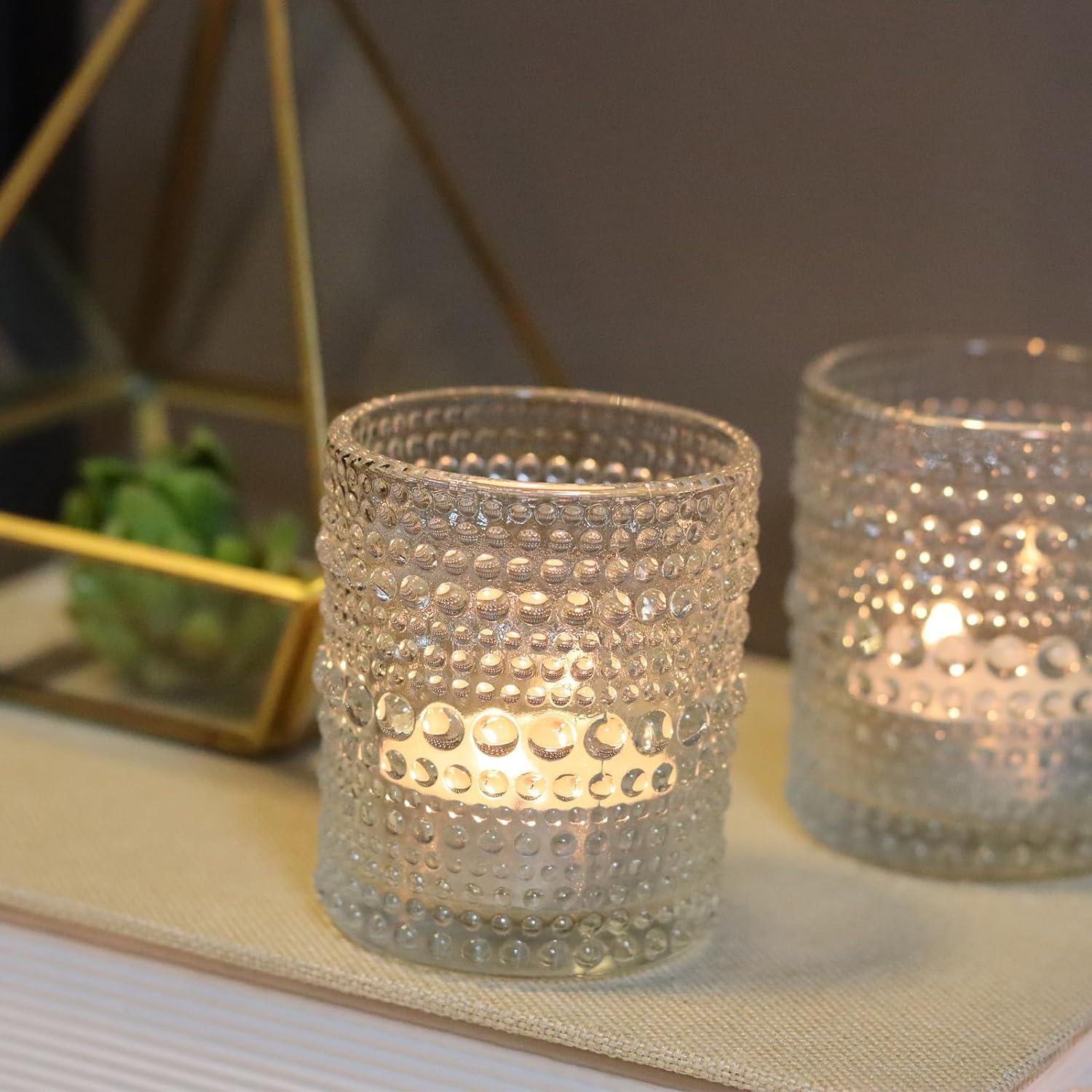 Juego de 12 Soportes de Velas de Vidrio Transparente WDHODEC