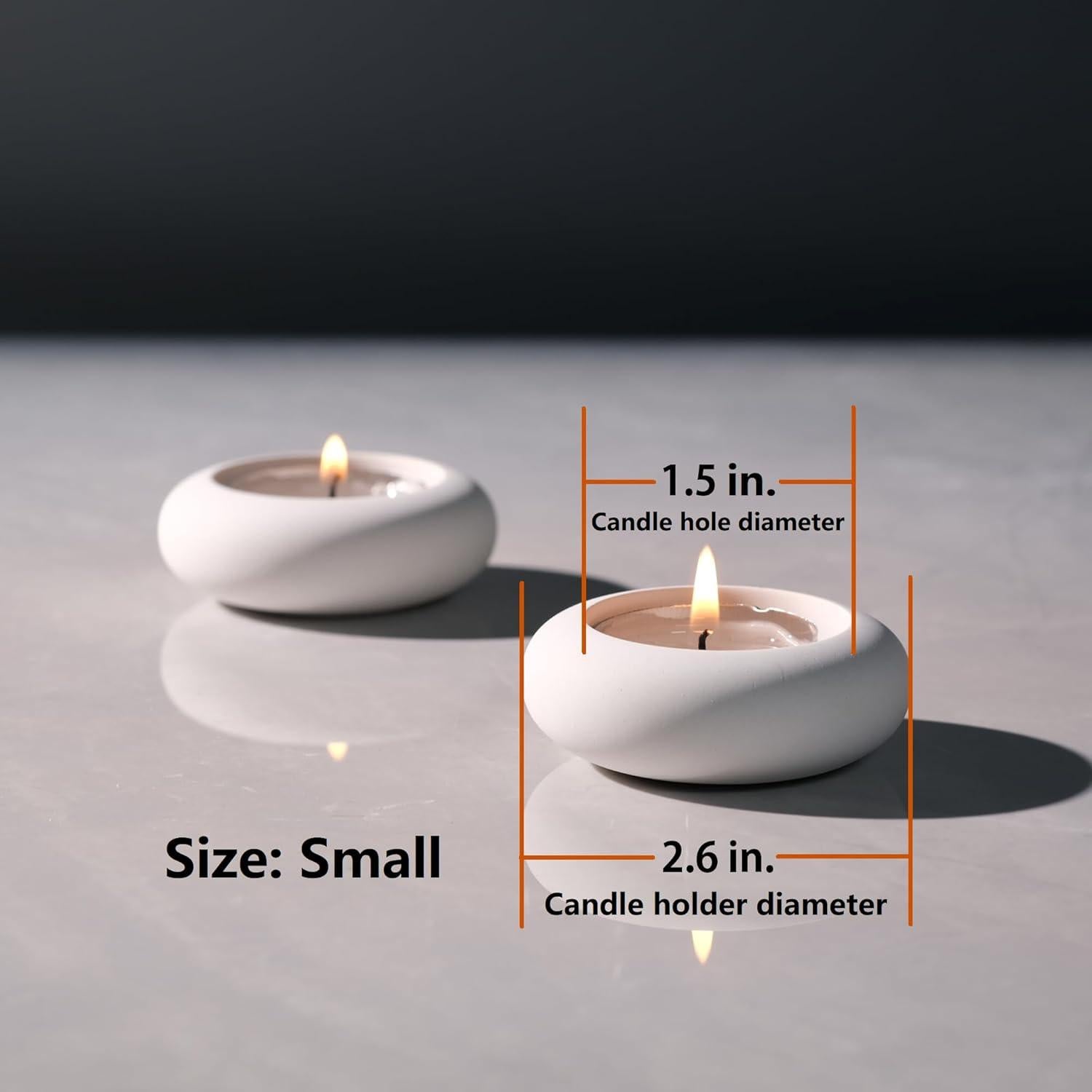 Portavelas de Té ICNBUYS de Cemento Blanco Hecho a Mano 6.6 cm