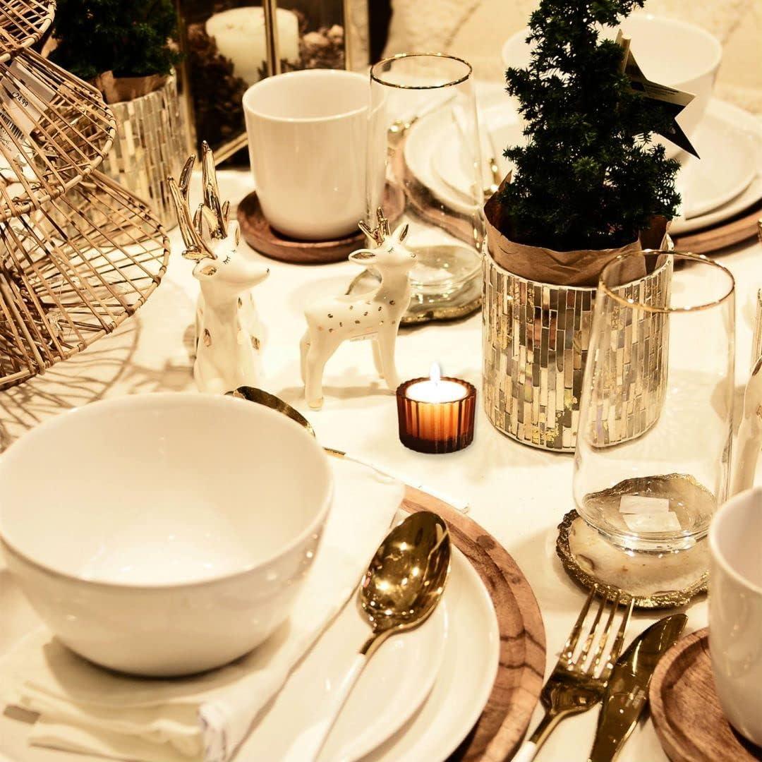 Juego de 12 Soportes para Velas Tealight VOHO Vidrio Marrón