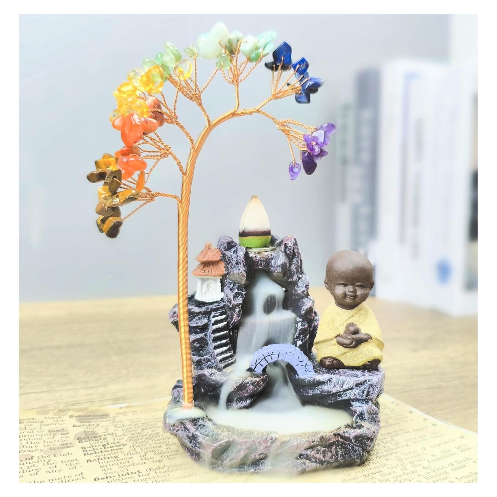 Soporte de Incienso de Buda y Árbol de la Vida 7 Chakras LWDUDE