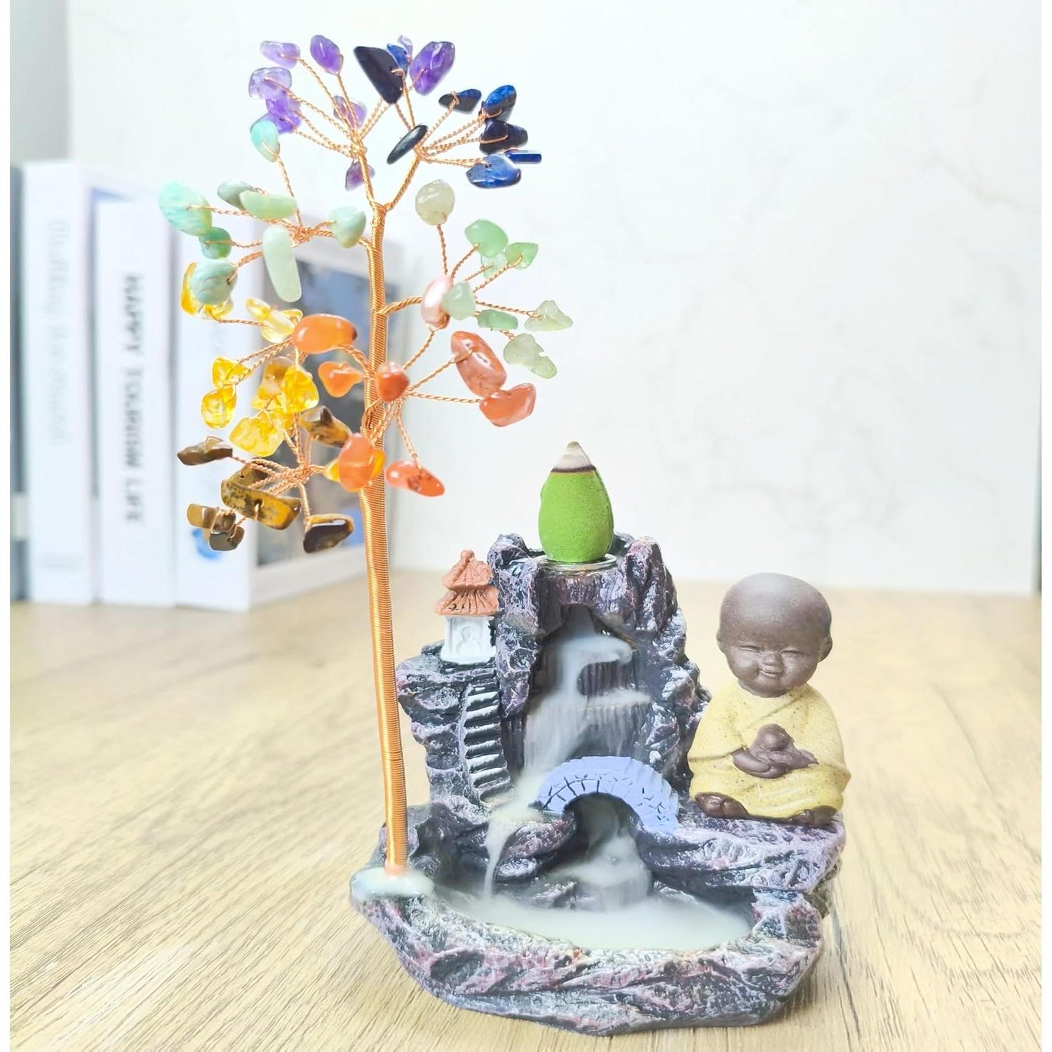 Soporte de Incienso de Buda y Árbol de la Vida 7 Chakras LWDUDE