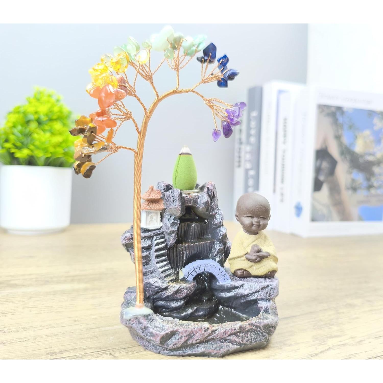 Soporte de Incienso de Buda y Árbol de la Vida 7 Chakras LWDUDE