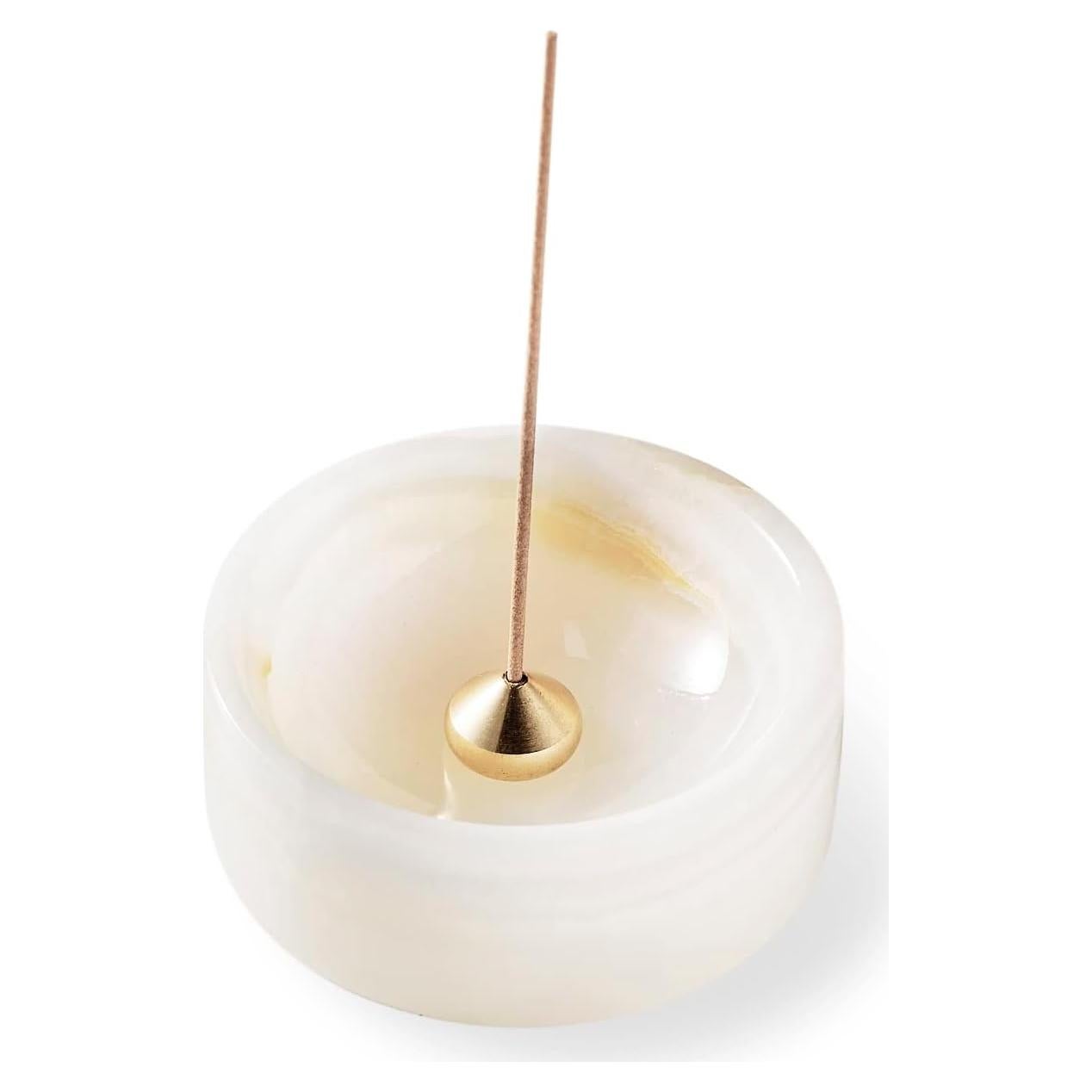 Porta Incienso de Mármol PHINILUX Ónix Perlado 7.6x7.6 cm