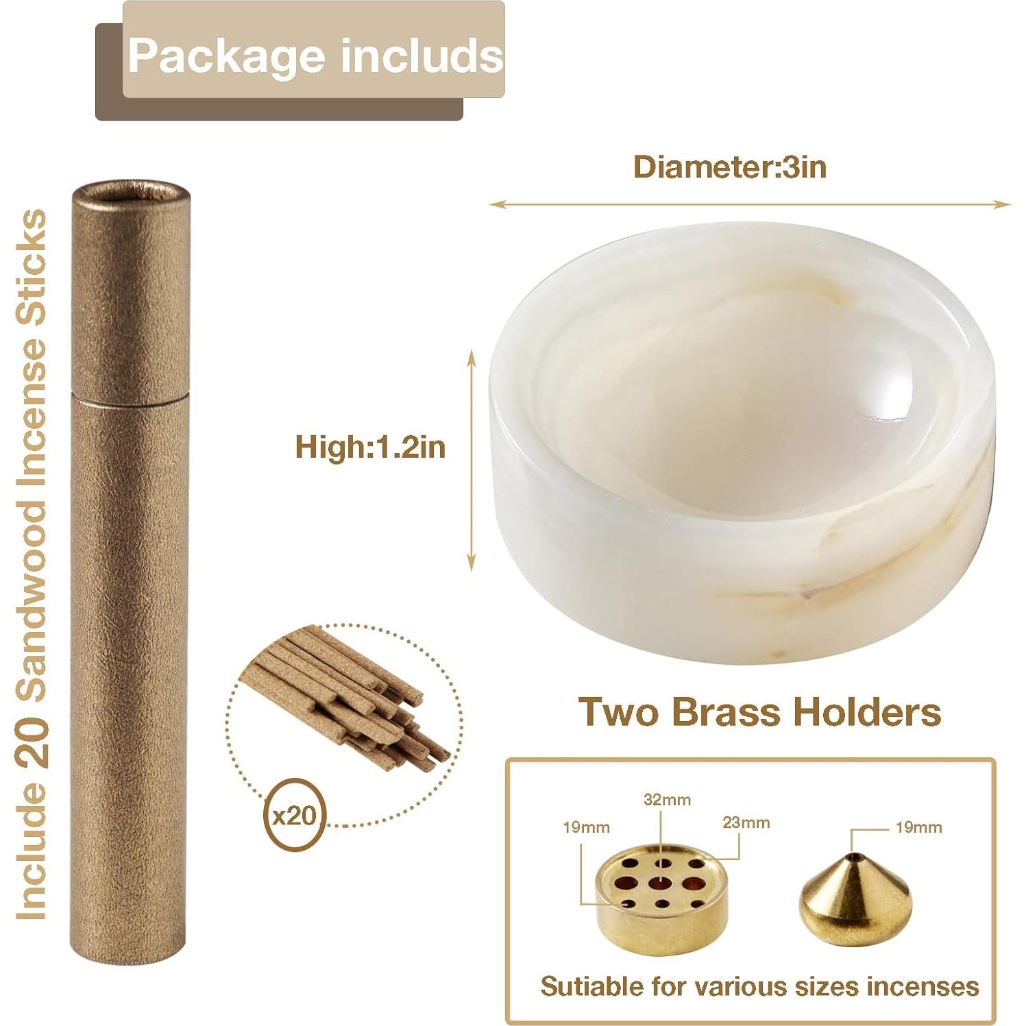 Porta Incienso de Mármol PHINILUX Ónix Perlado 7.6x7.6 cm