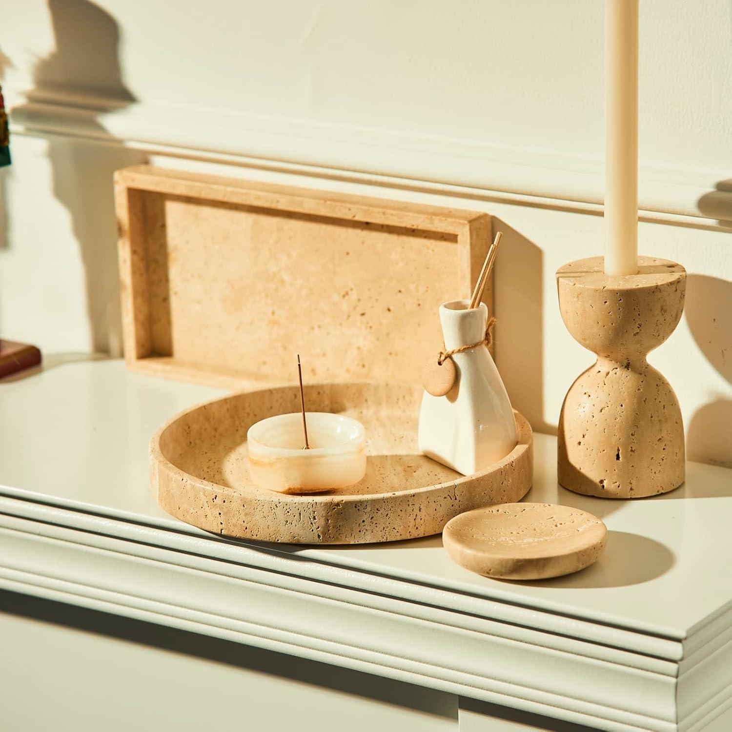 Porta Incienso de Mármol PHINILUX Ónix Perlado 7.6x7.6 cm