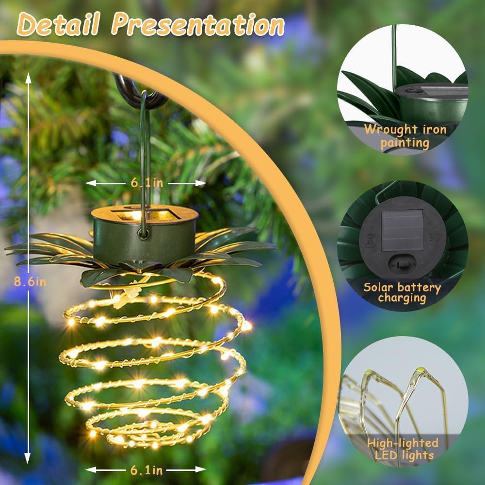 Paquete de 2 Luces Colgantes Solares JHPGEOE 60LED IP65