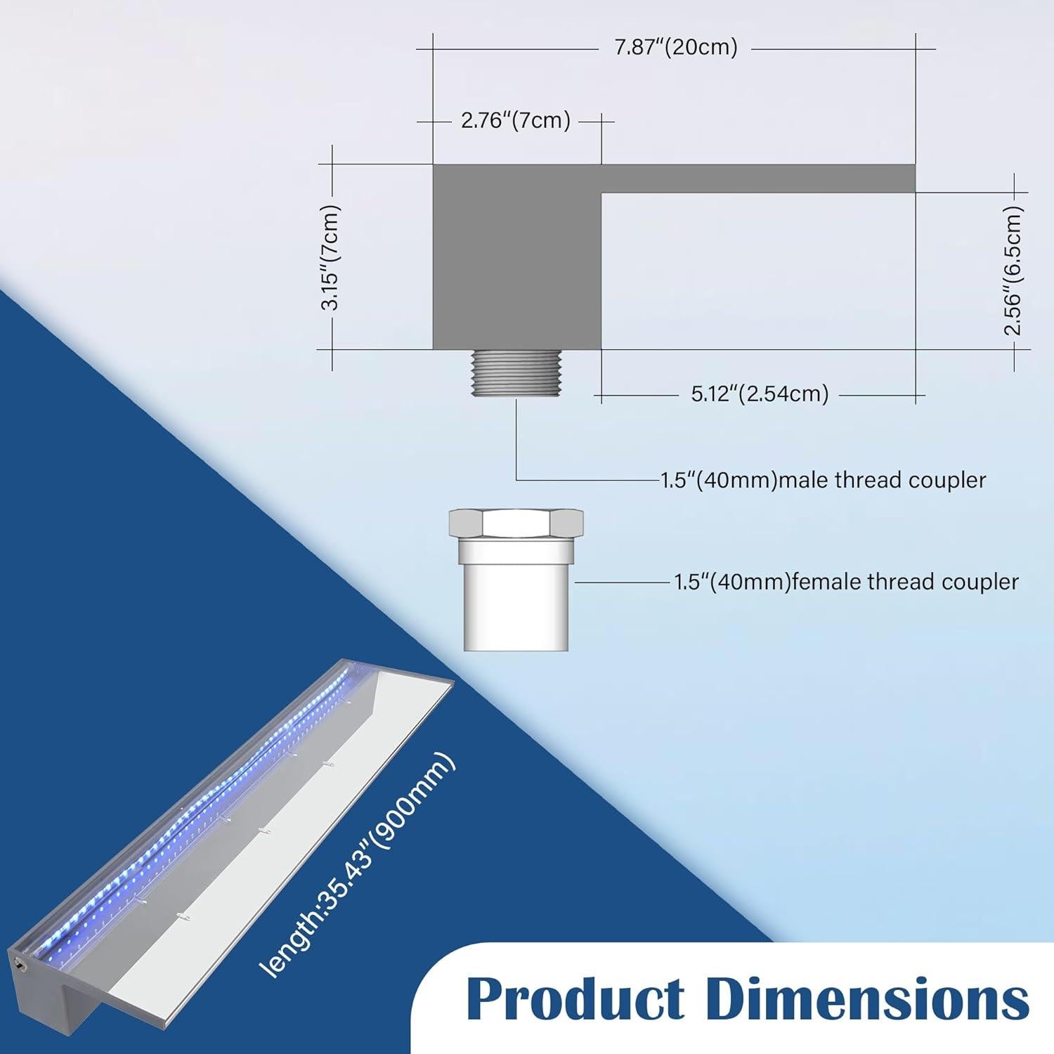Fuente de Estanque SUMGREEN 91 cm con Luz LED Multicolor