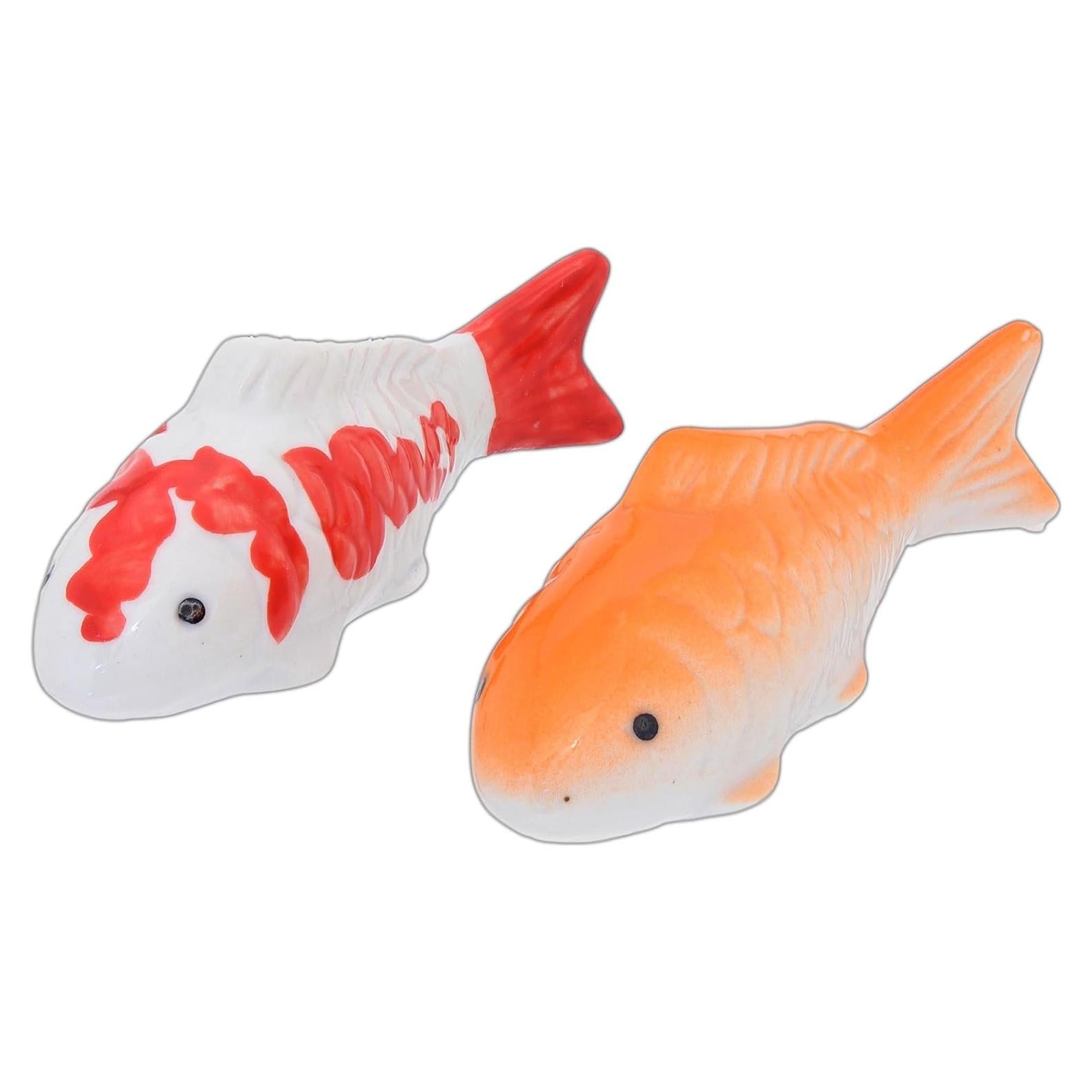 Juego de 2 Figuras Flotantes Koi Cerámica 10.16 cm