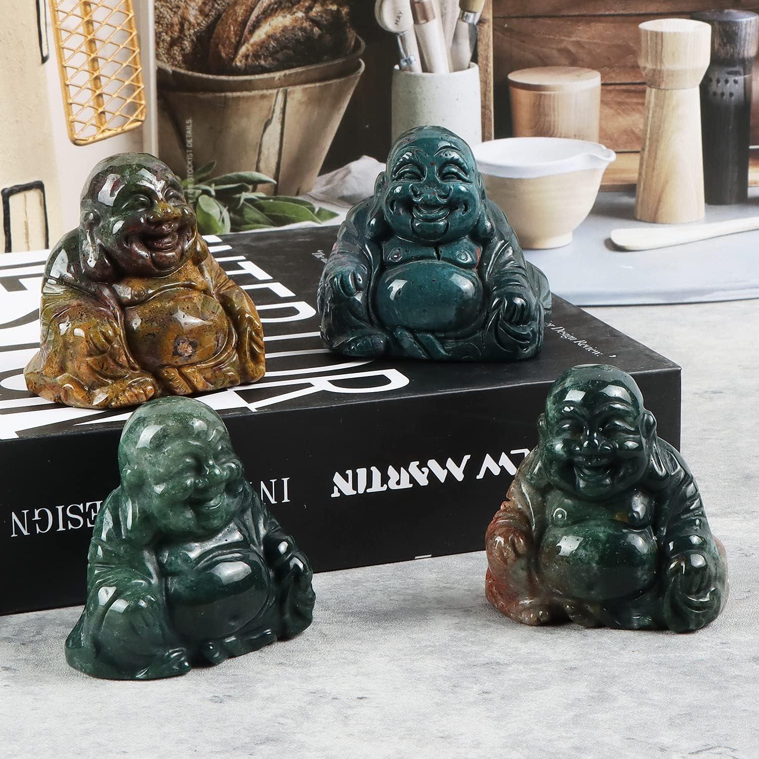 Estatua de Buda Risueño Artistone de Ocean Jasper 5 cm