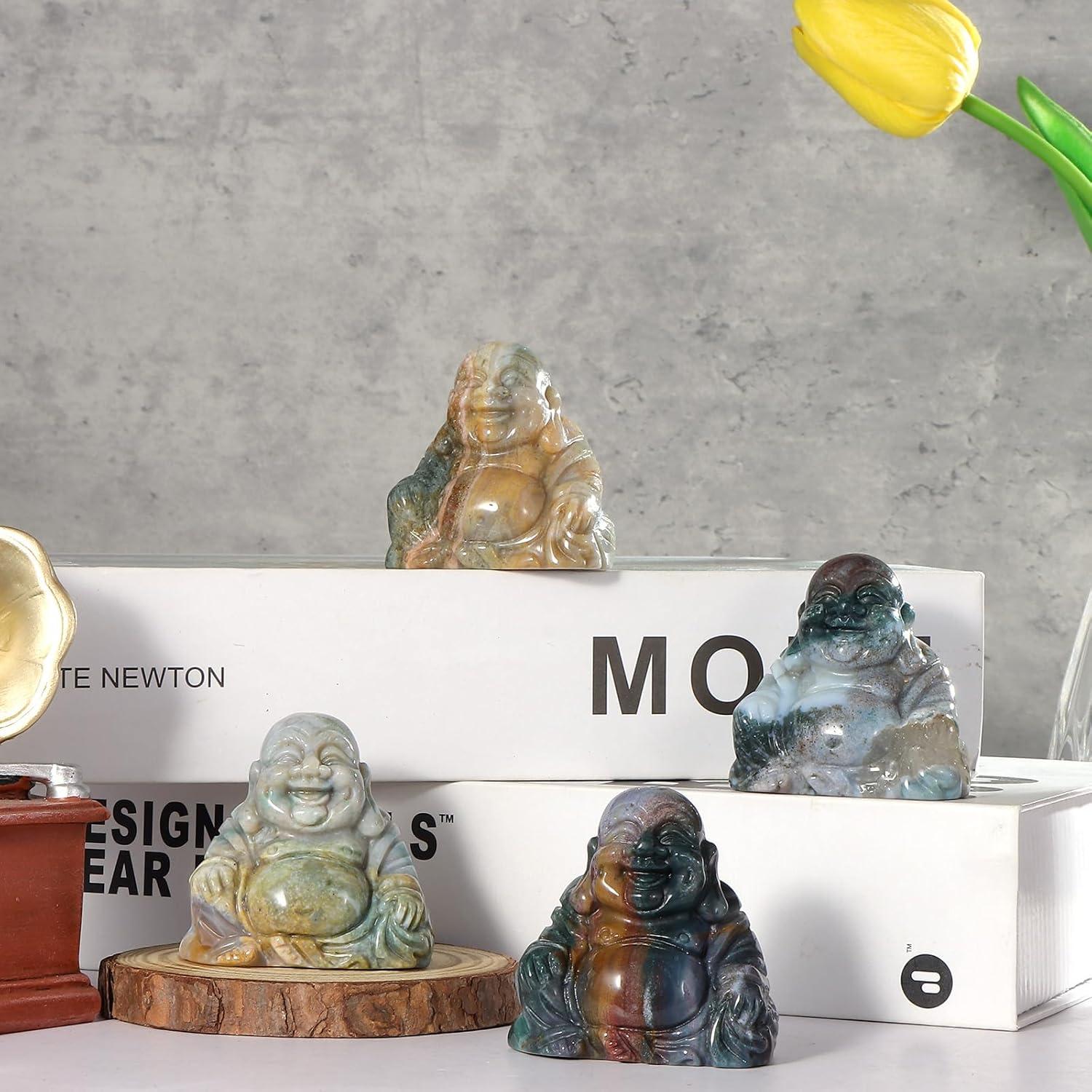 Estatua de Buda Risueño Artistone de Ocean Jasper 5 cm