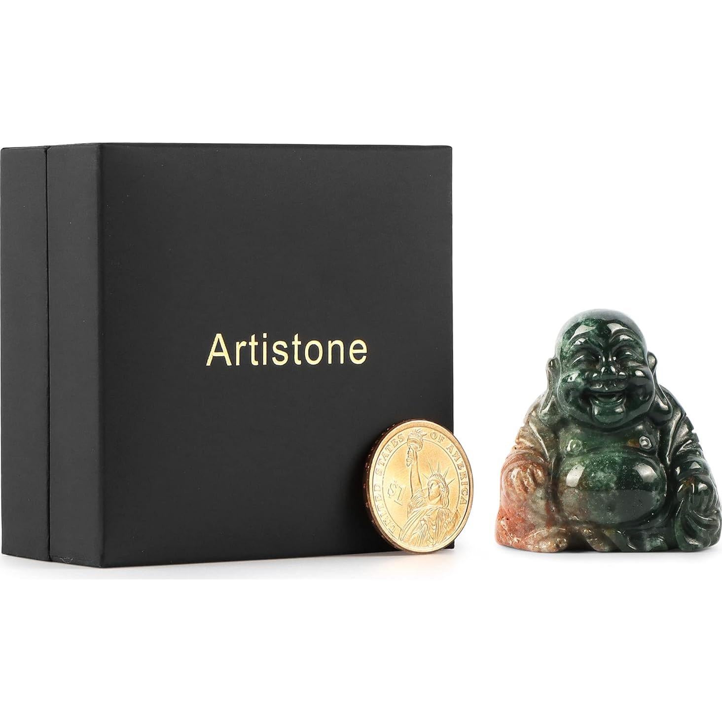 Estatua de Buda Risueño Artistone de Ocean Jasper 5 cm