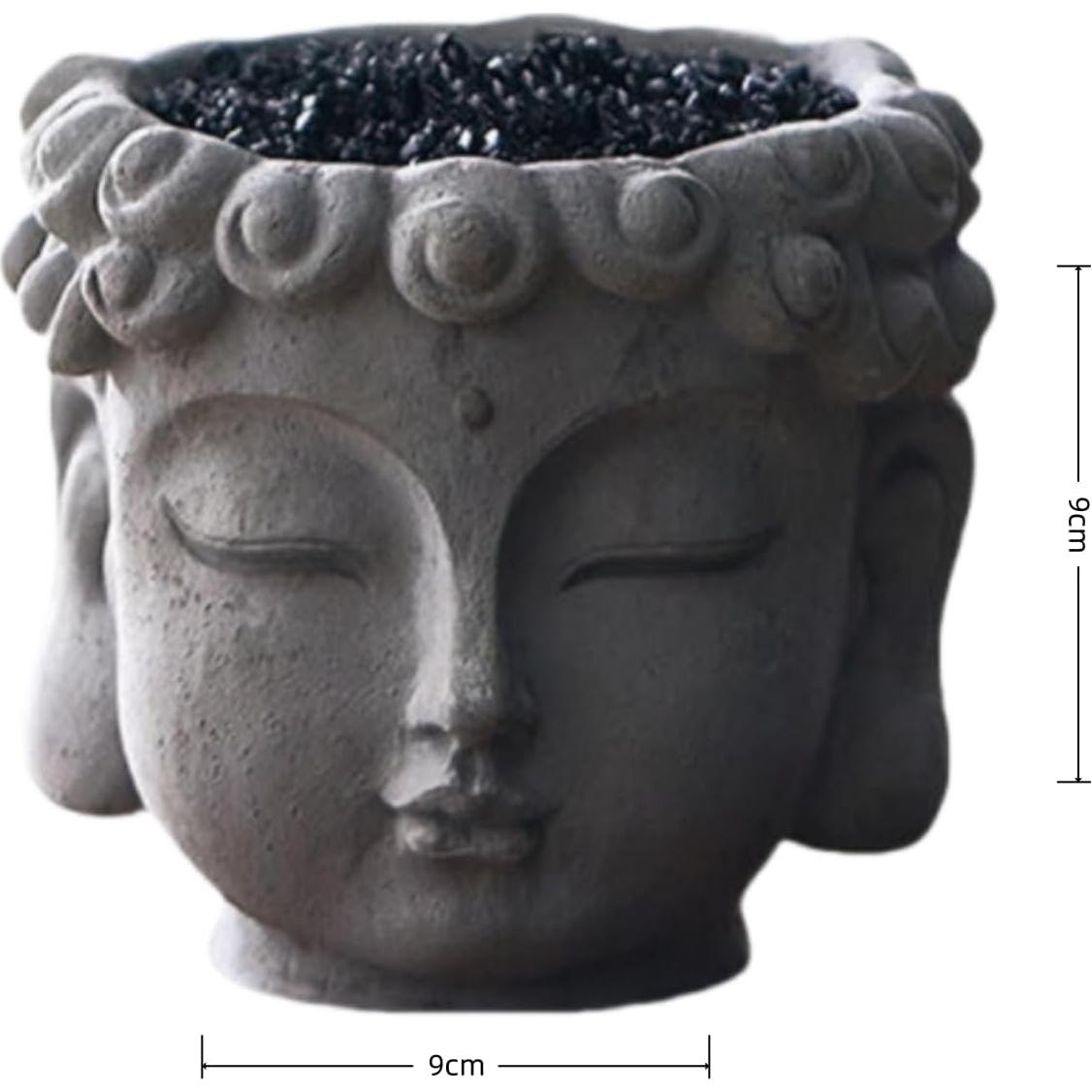Maceta Zen de Resina YQLDAHU Cabeza de Buda 16cm Drenaje