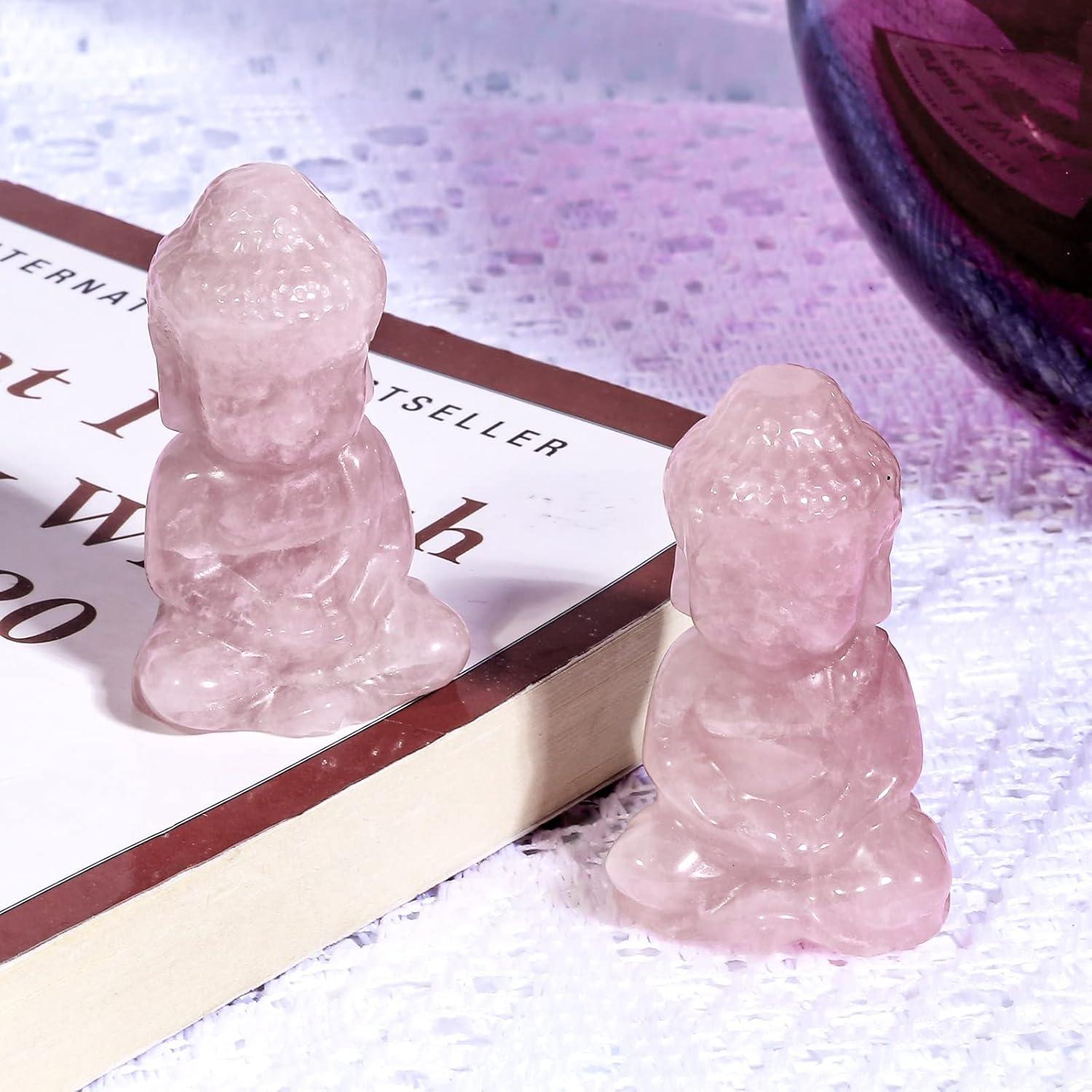 Figurita de cristal Buda meditando Mookaitedecor 5 cm rosa