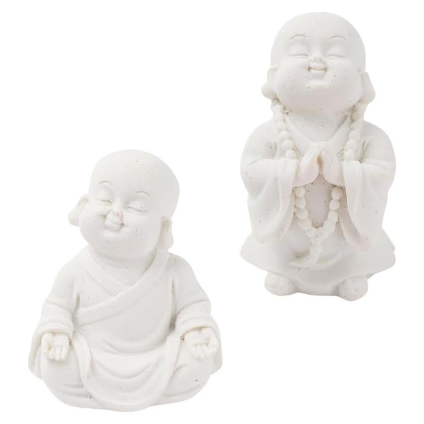 Estatuas de Buda Minimalistas de Arenisca 2 Pcs Decoración Zen